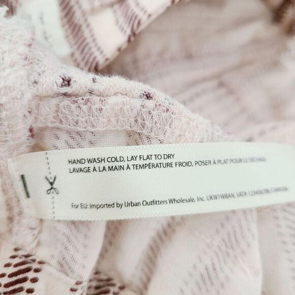 FP One Free People Harriet Short M Red Cream Striped Paperbag Belted Pocket Boho - Picture 13 of 13